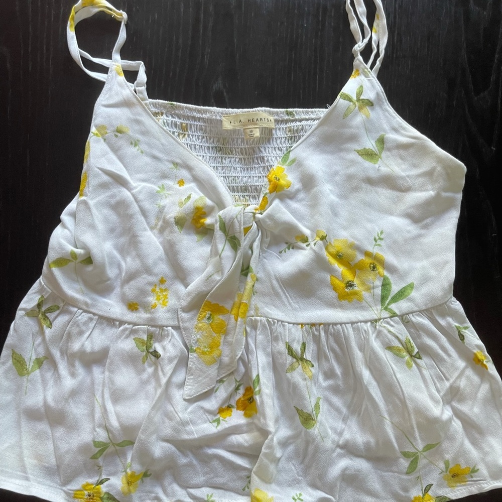 White tank top with yellow flowers
